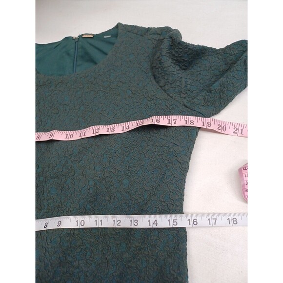 T Tahari Casual Dress Long Sleeve Dark Green Textured Sz M - Picture 6 of 7